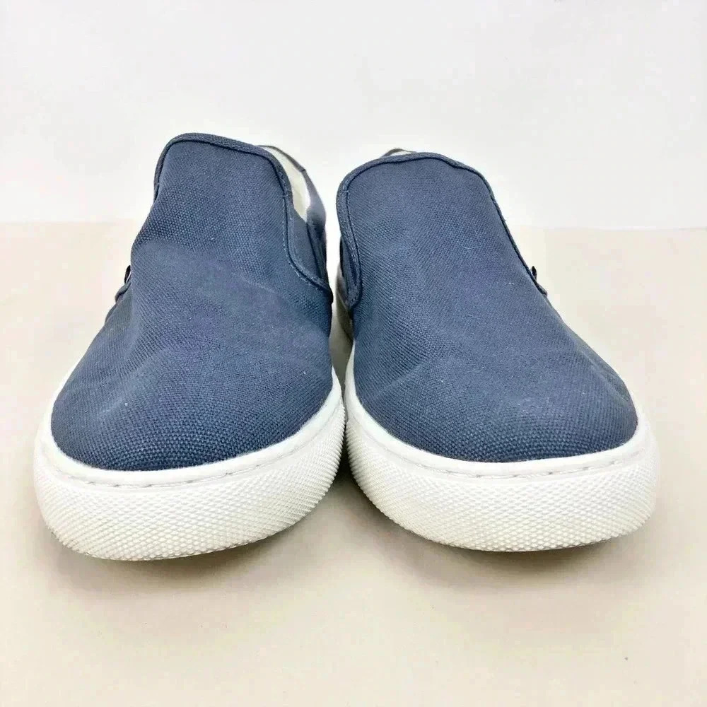 J.‎ Crew Mens Explorer Sneakers 10 Blue Canvas Slip On Low Top Streetwear - Picture 3 of 11